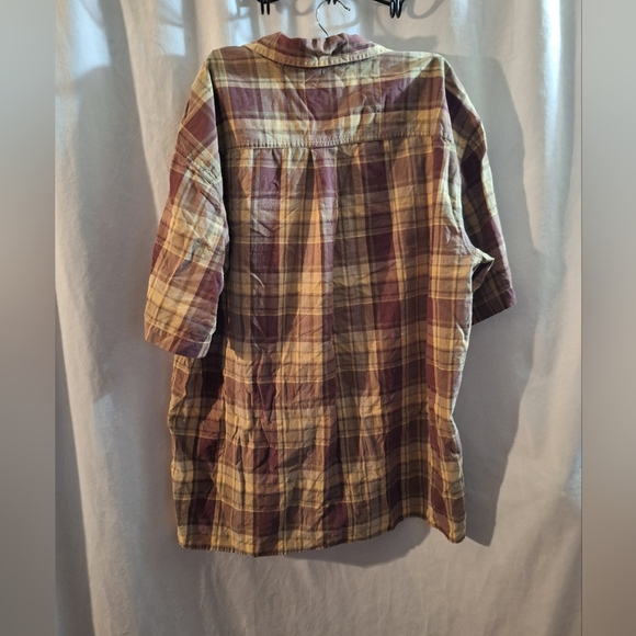 L.L. Bean Maroon and Beige Plaid Button Down Shirt - Picture 2 of 6